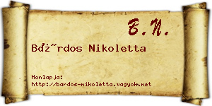 Bárdos Nikoletta névjegykártya