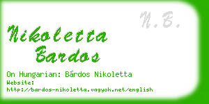 nikoletta bardos business card