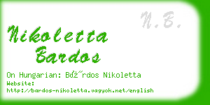 nikoletta bardos business card